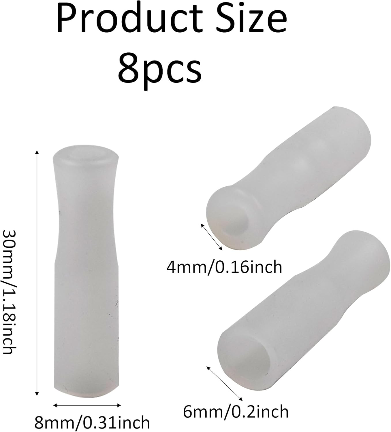 pson 8Pcs Silicone Straw Tips, Food Grade Reusable Anti-Scald/Cold Straw Covers Fit for 6mm Stainless Steel Straws(White)