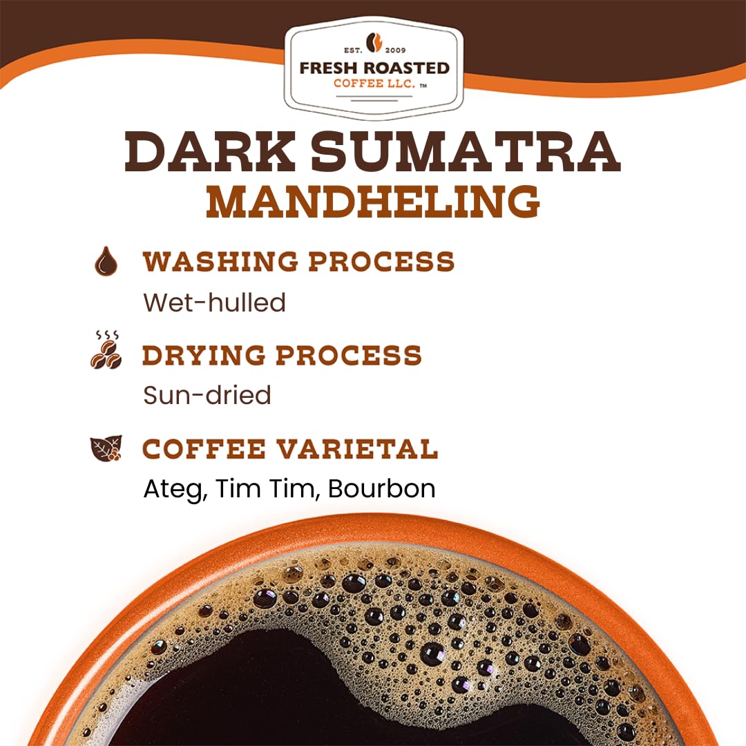 Fresh Roasted Coffee, Dark Sumatra Mandheling |100% Single Origin | Dark Roast, 24 Pods for K Cup Brewers