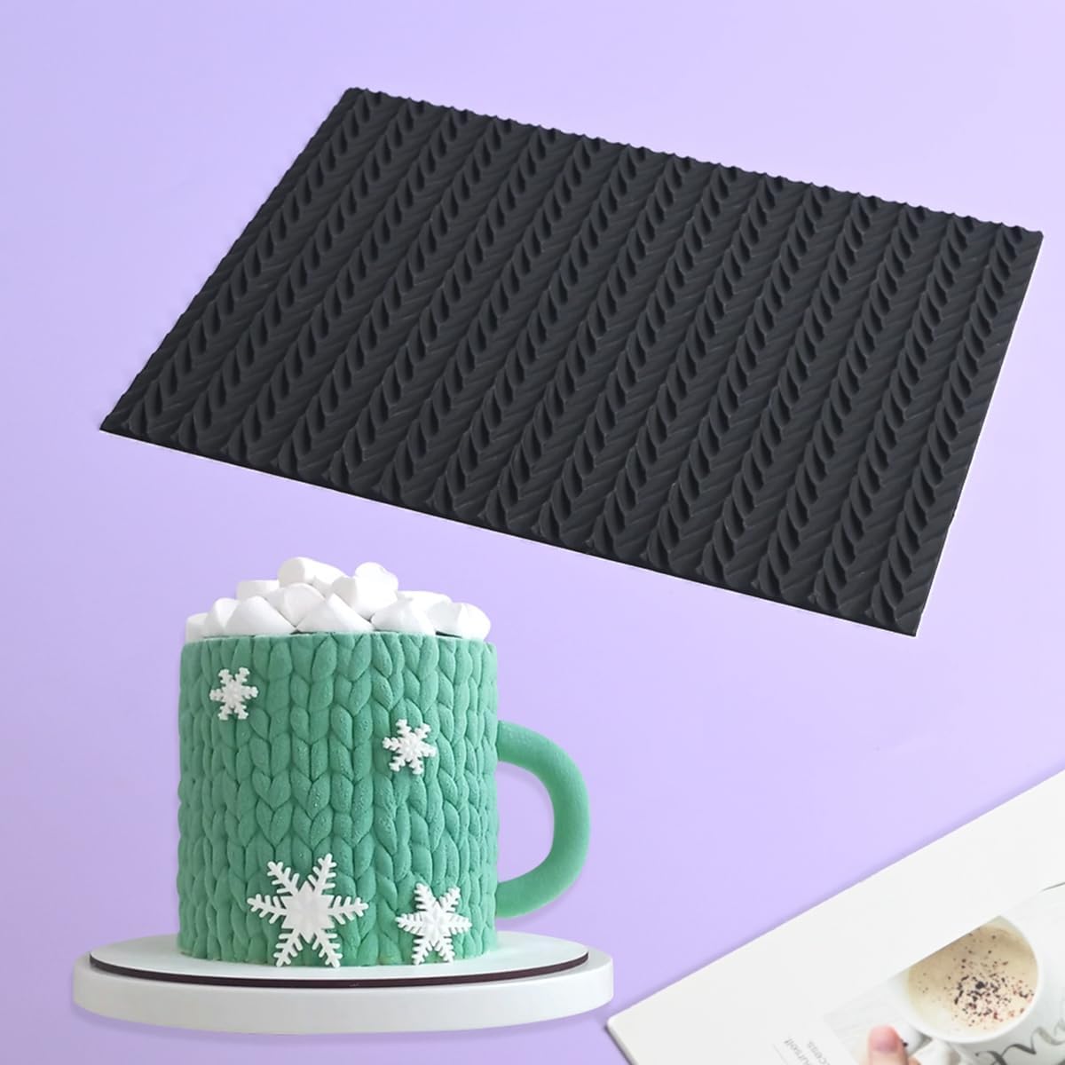 mostsom Silicone Lace Cake Molds Reusable Fondant Embossing Mats for Cake Decorating, Sweater Pattern, Cupcakes, Cookies, Chocolate - Food-Grade Non-Stick Baking Tools (C_ Sweater Pattern)