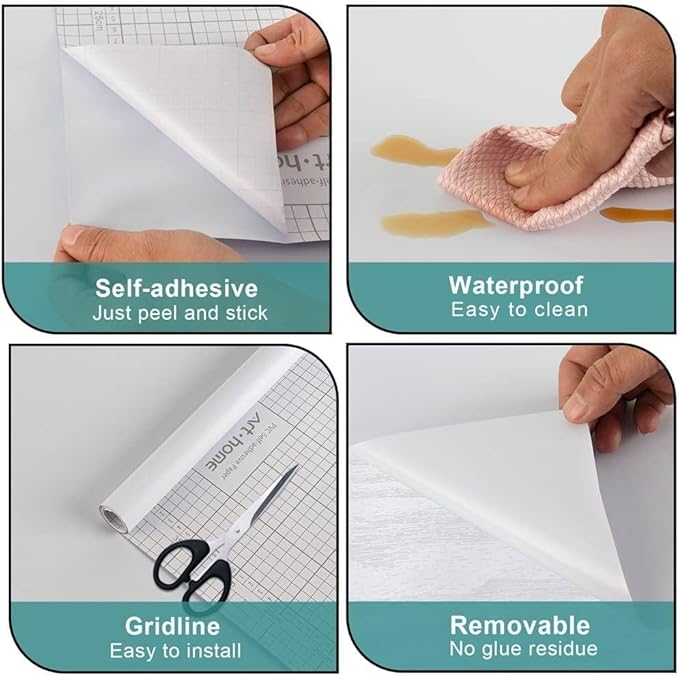 Arthome 17"x120" White Contact Paper, Peel and Stick Matte Wallpaper, Self - Image 7