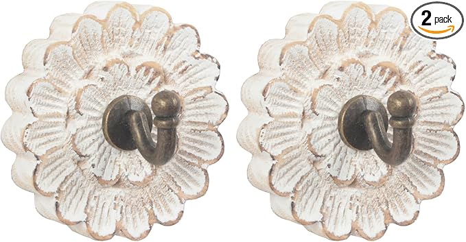 dwellington Distress Wood Flower Coat Hooks by dwellington
