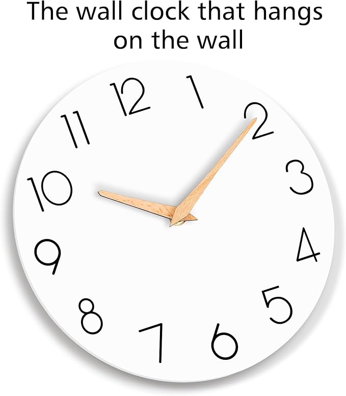 cicininc Wall Clock, 14 Inch Wooden Silent Non-Ticking, Decorative Battery - Image 7