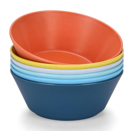 Unbreakable Large Cereal Bowls Set of 6, 32 Ounce BPA-Free Microwave and Dishwasher Safe Salad Bowls, Stackable Color Kitchen Set for Serving, Soup, Oatmeal, Pasta, Noodles - 6 Colors