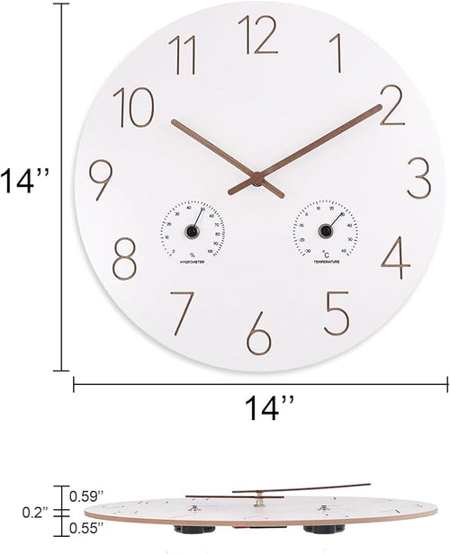 14 Inch Wall Clock, Wooden Frame Wall Clocks Decorative - Image 2