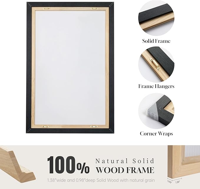 Framed Black and White Abstract Wall Art, 3 Piece Canvas Prints Paintings - Image 6