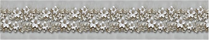 Beige Floral Wallpaper Border 196x4 Inch Peel and Stick Wall Border Removable - Image 8