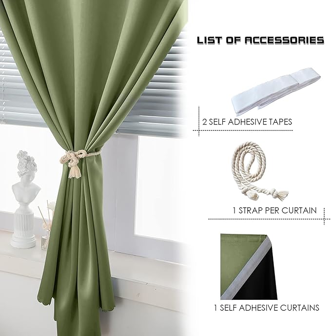 AJAZZ Self Adhesive Curtains 100% Blackout Shades Window Cover Sticky Curtain - Image 4