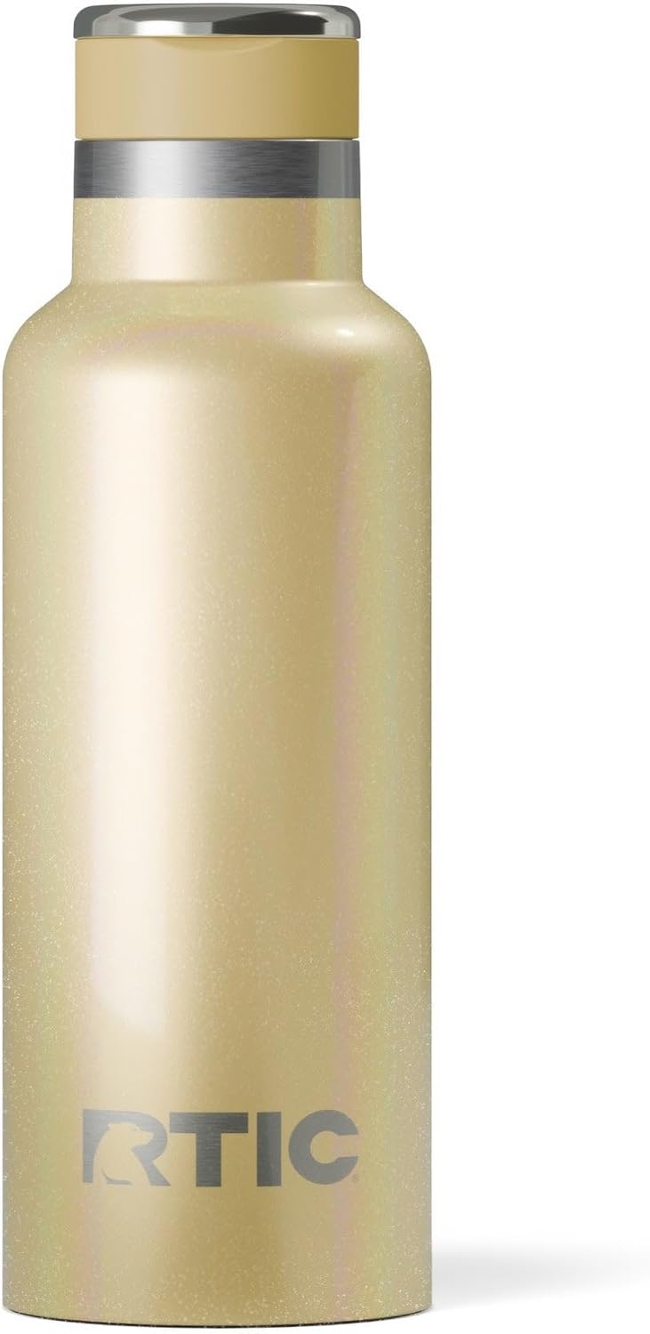 RTIC 16oz Journey Bottle Metal Stainless Steel Vacuum Insulated, BPA Free, Reusable, for Water, Hot and Cold Drinks, Travel, Sports, Camping, Sunlight Glitter