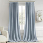 MIULEE Light Blue Back Tab Blackout Curtains 120 Inch Long 2 Panels Set - Image 9