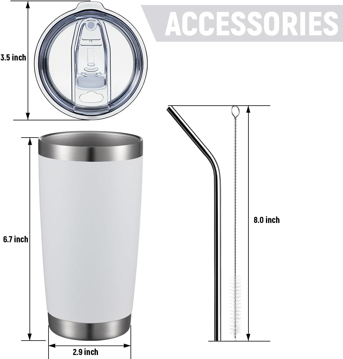 COMOOO 20oz Tumbler with Straw Stainless Steel Insulated Coffee Tumbler Cups Double Wall Vacuum Travel Coffee Mug with Splash Proof Sliding Lid for Hot Cold Drinks (Mix Color,4 Pack)