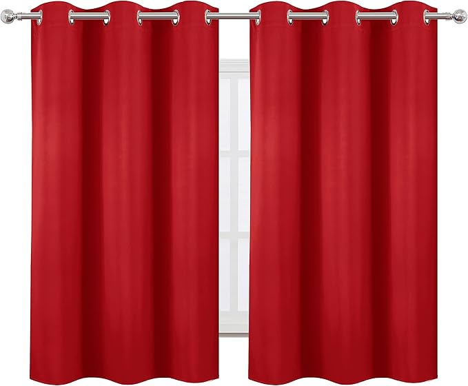 LEMOMO Blackout Curtains 38 x 54 inch/Bright Red Curtains Set of 2 - Image 2
