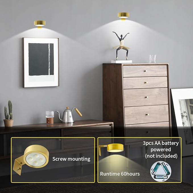 6pcs Wall Picture Light Battery Operated, Painting Light - Image 3