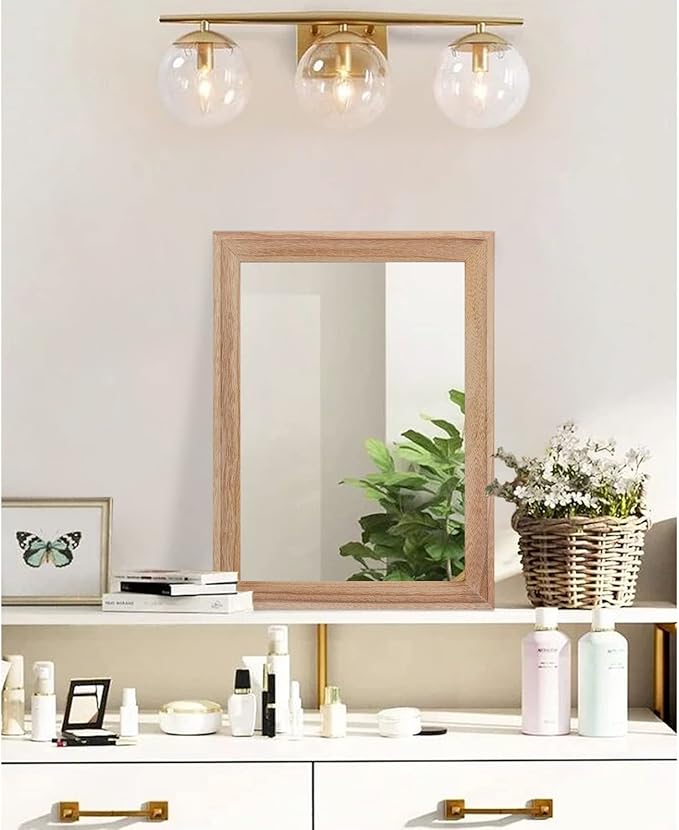 AAZZKANG Rustic Mirrors for Wall Rectangle Wooden Frame Hanging Mirror for - Image 4