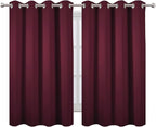 LEMOMO Blackout Curtains 66 x 54 Inch Long Burgundy Red Curtains Set of 2 - Image 2