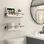 RICHER HOUSE White Bathroom Shelves, Small Floating Wall Mounted Shelf - Image 2