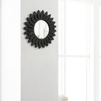 Honiway Black Wall Decor Wall Mirror 12 inch Boho Wall Decor Wood Decorative - Image 5