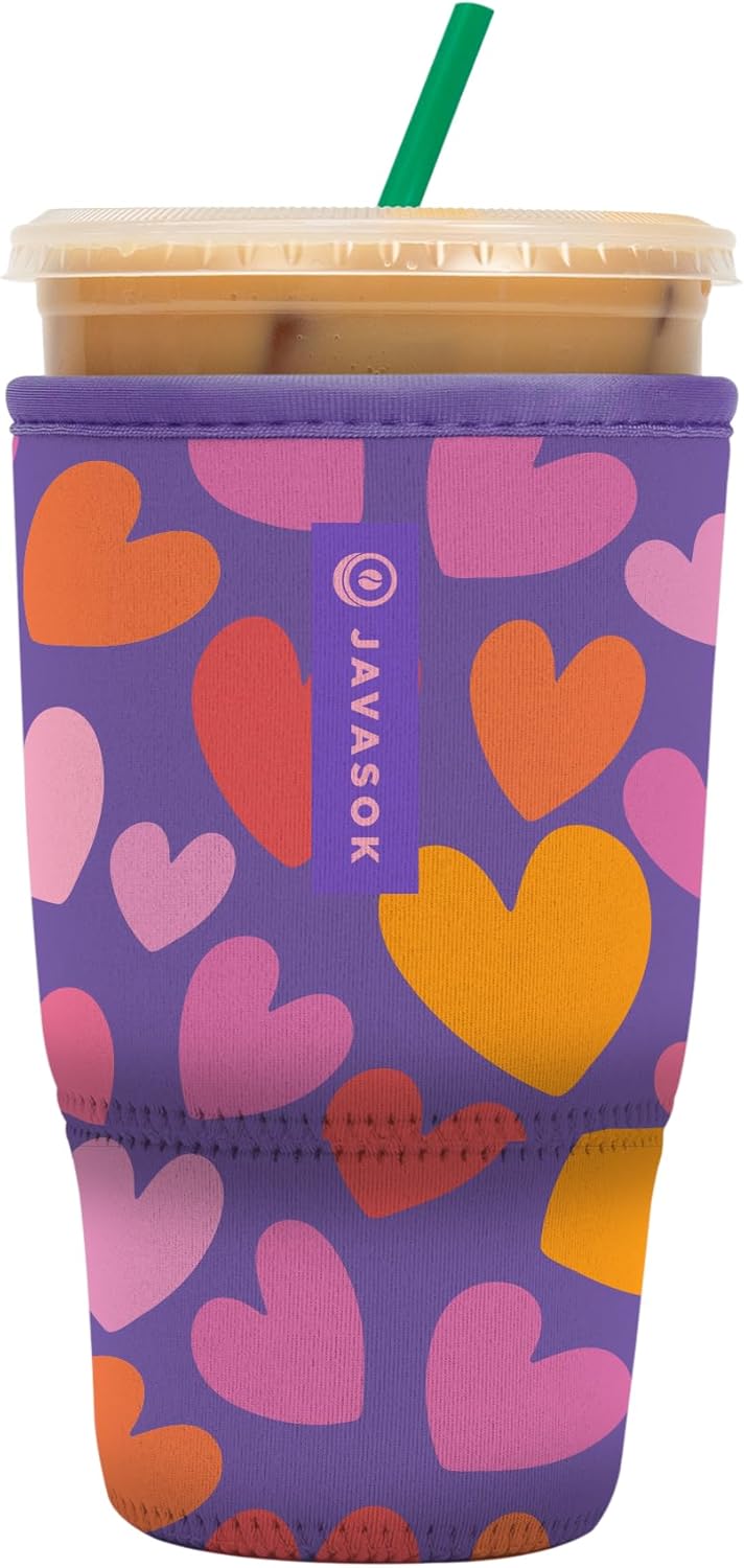 Sok It JavaSok Iced Coffee & Cold Soda Insulated Neoprene Cup Sleeve (Hearty Hues, Large: 30-32oz)