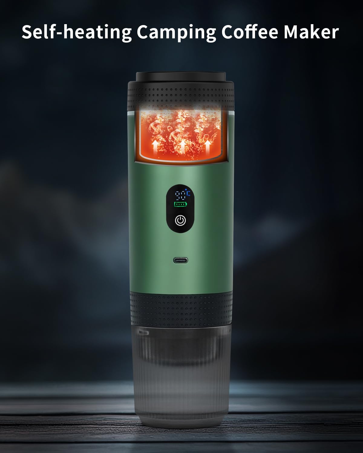 Portable Electric Espresso Machine, Travel Coffee Maker Brewer Compatible with Ground Coffee & NS Capsules (Green with LCD Screen)