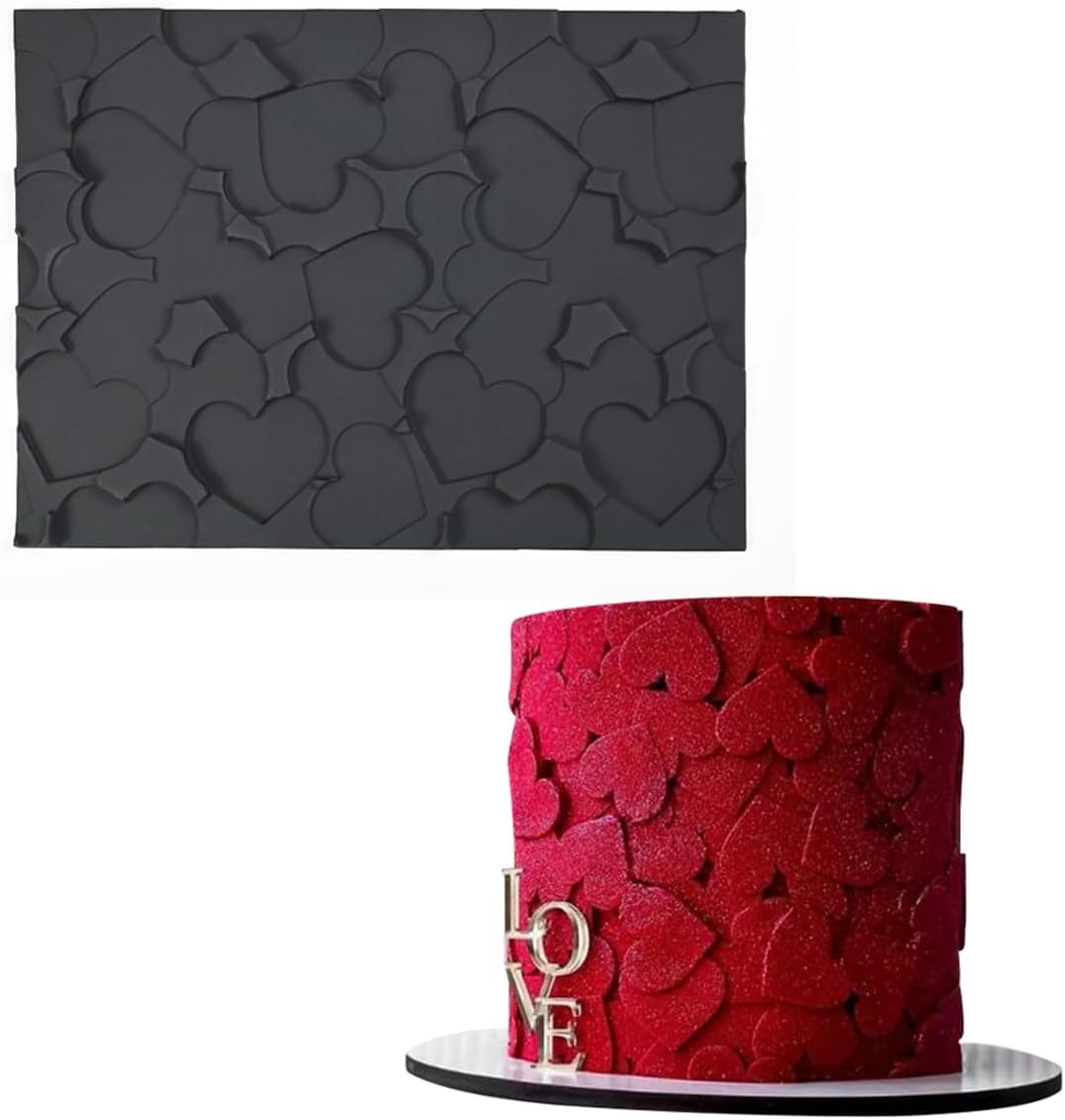 mostsom Silicone Lace Mold for Sugarcraft, Chocolate, Fondant, Resin, Soap & Clay Decorating Love Heart Pattern Molds for Cake, Cupcake & Dessert Modeling (B_ Love Heart)