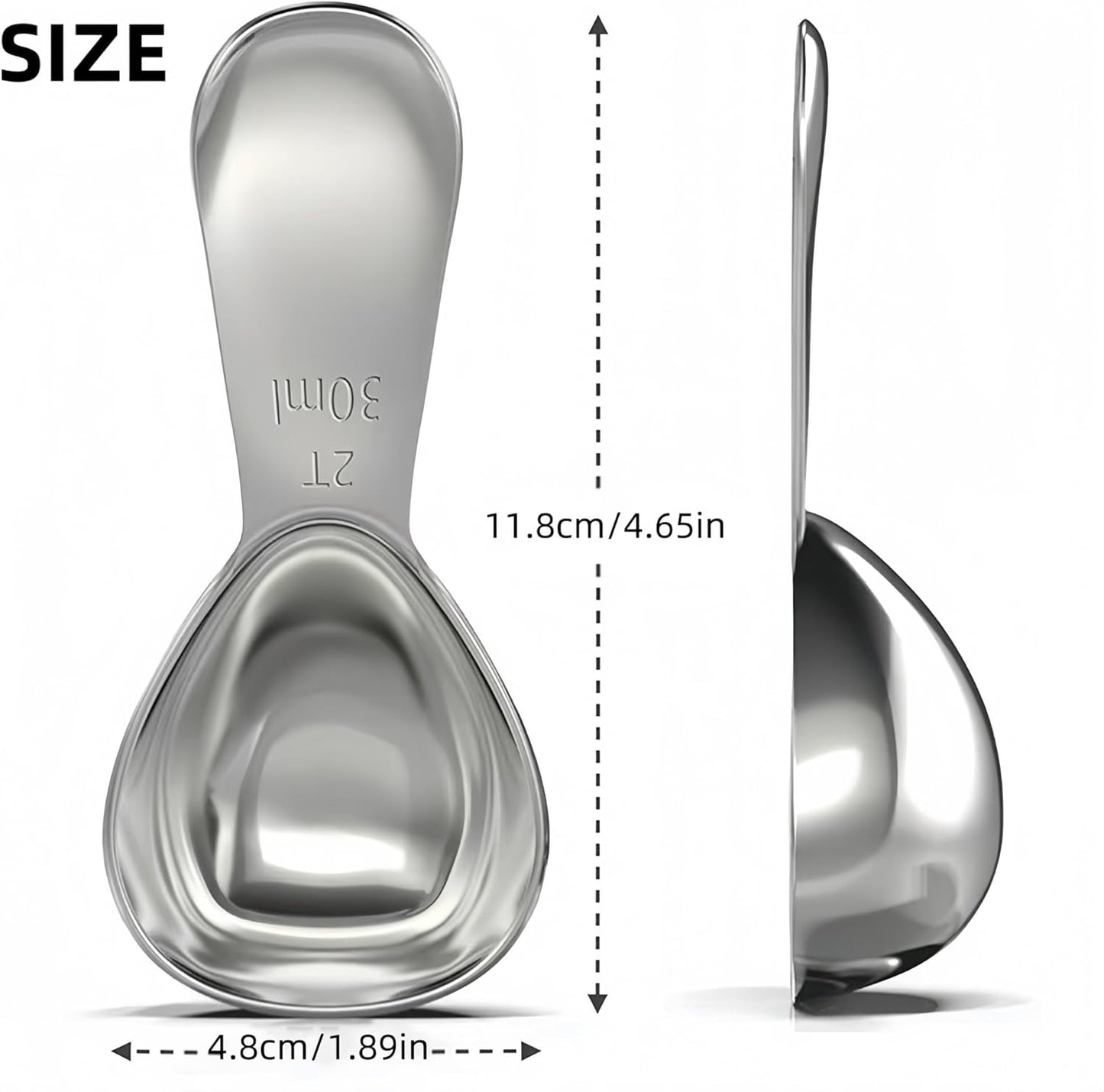 3 Piece 30g Coffee Scoop, Stainless Steel with Graduated Spoon for Coffee Beans, Sugar, Flavourings, etc