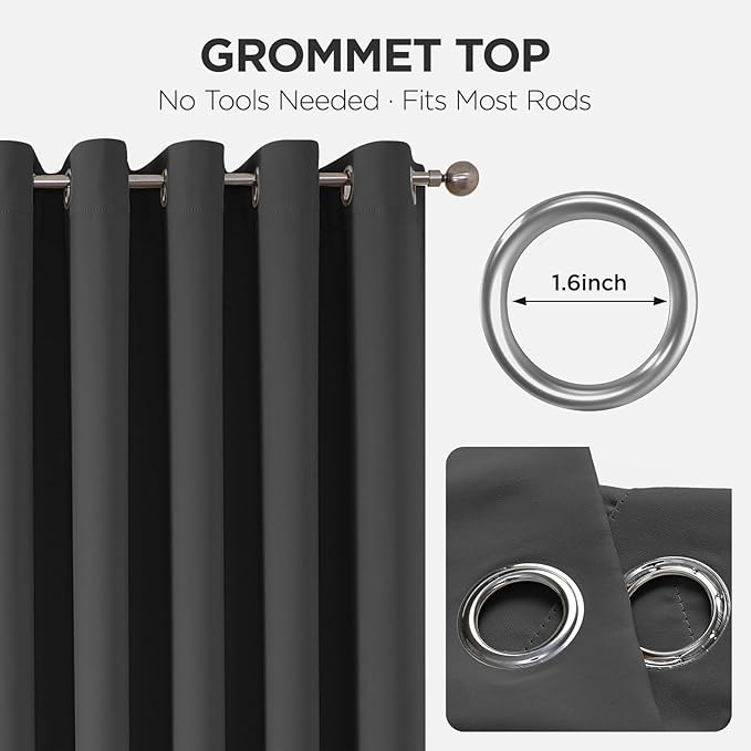 Joydeco Blackout Patio Sliding Door Curtains 72 Inches Long, Grommet Privacy - Image 9