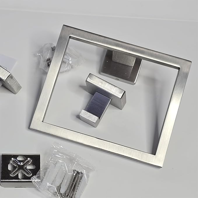 Brushed Nickel Towel Rack for Bathroom Wall Mounted, Bathroom Accessory Set - Image 8
