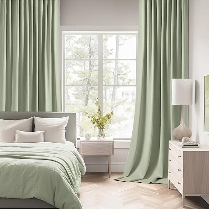 MIULEE Back Tab Sage Green Curtains 108 Inch Long 2 Panels Set - Image 2