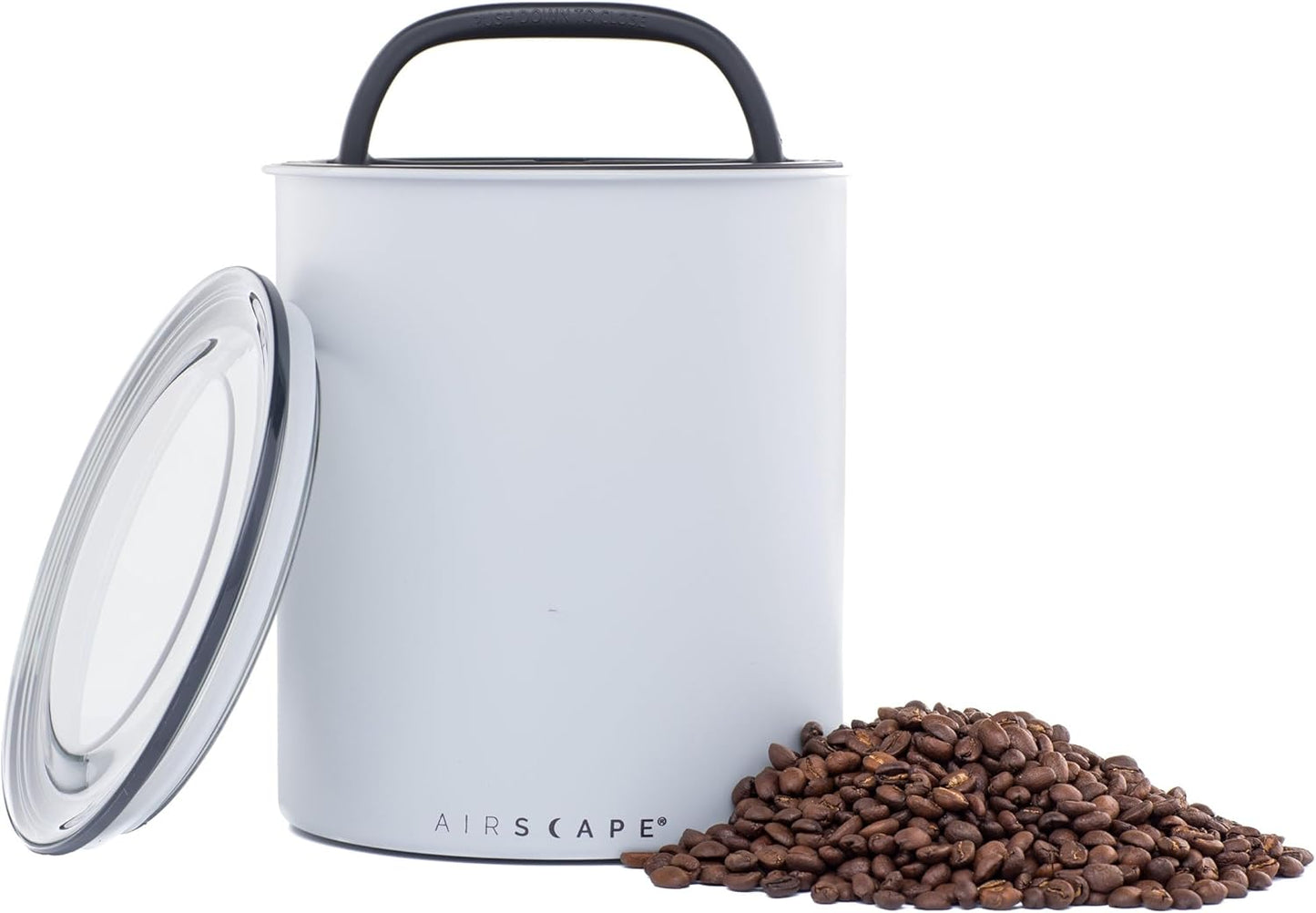 AirScape Planetary Design Kilo Coffee Storage Canister - US Patented Inner Plunger Lid Removes Excess Oxygen - Don't Buy airtight, Buy AIR-Less - Holds 2.2 lbs Coffee Beans - (Matte Gray)