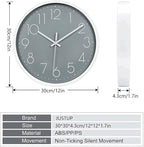 JUSTUP 12in Non-Ticking Wall Clock, Silent Battery Operated Wall Clock - Image 5