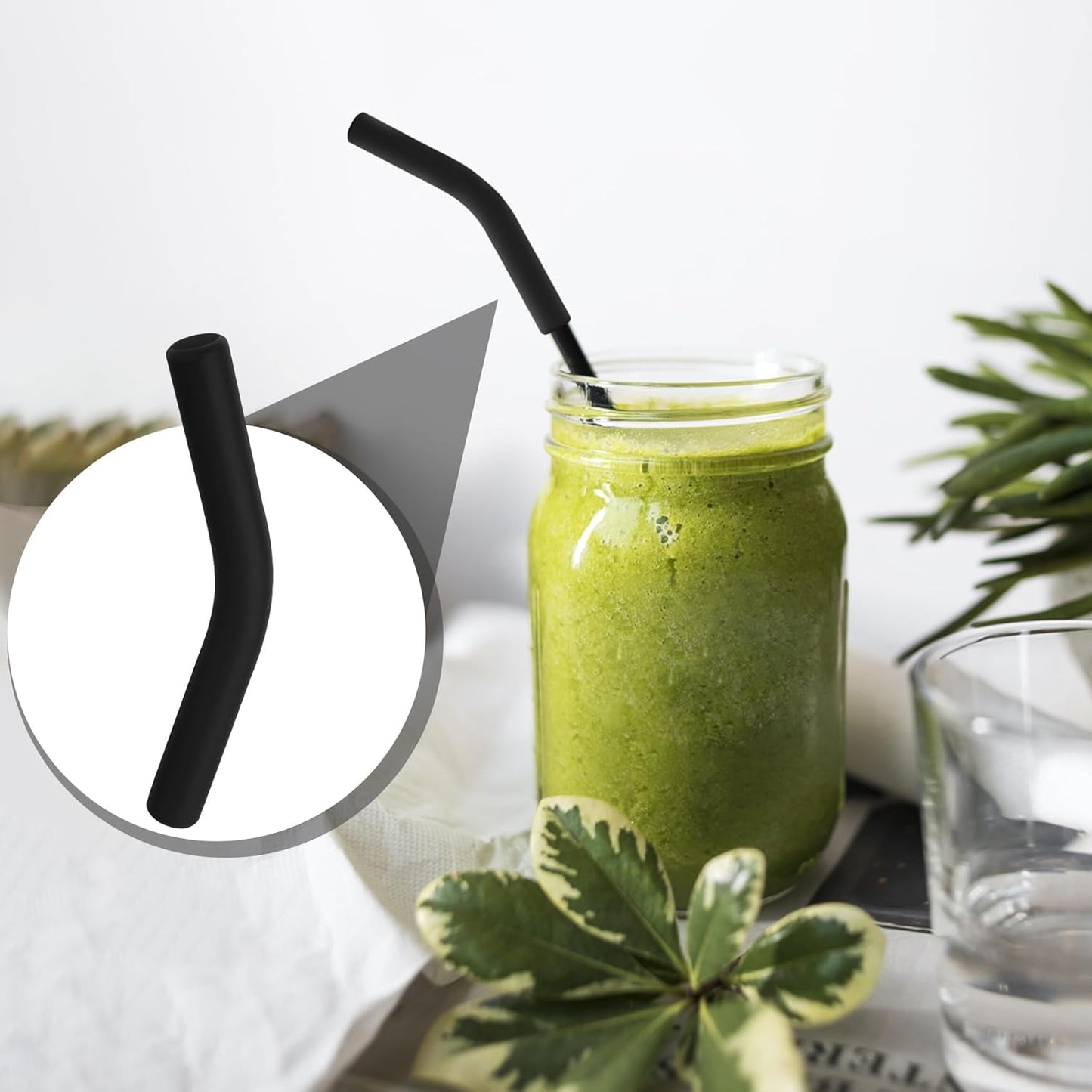 6pcs Food-Grade Silicone Straw Tips, Reusable Metal Straw Elbows Tips, Temperature Resistant Rubber Straw Covers Replacement Tip for 5/16" Stainless Steel Straws - Black