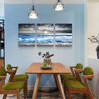 MHARTK66 3 Panel Blue Beach Canvas Wall Art - Image 3