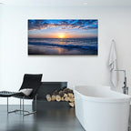 Wapluam Beach Wall Art Blue Sea Coastal Sunset Natural Scenery Picture Print On - Image 5