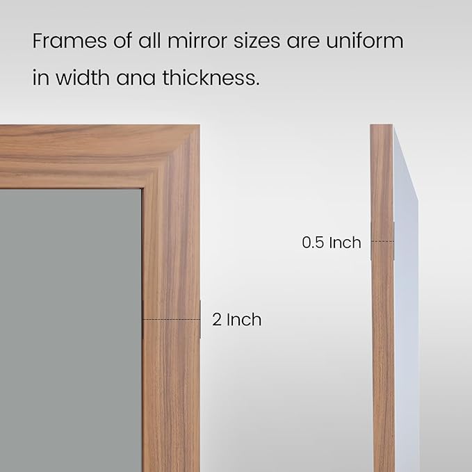 Amorho Bathroom Mirror, 24x32 Inch Wall Mirror, Walnut Wood Grain Metal Framed - Image 3