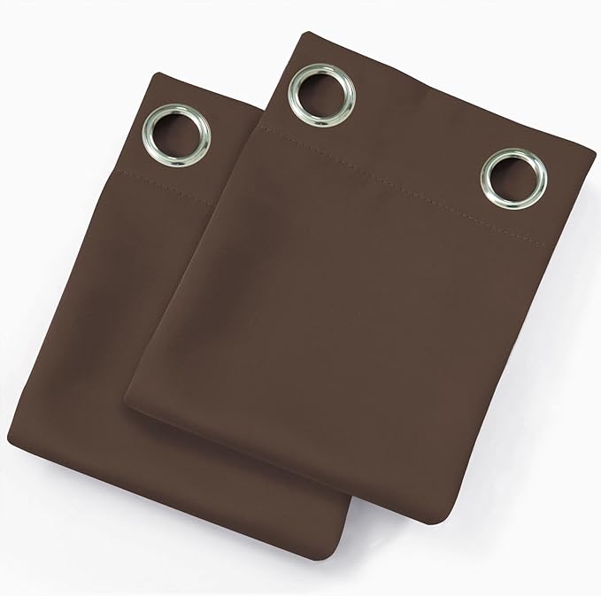 LEMOMO Blackout Curtains 66 x 54 Inch Long Chocolate Curtains Set of 2 Panels - Image 9