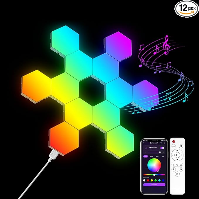 OJQ 12 Pack Hexagon Lights Wall RGB Panel by OJQ