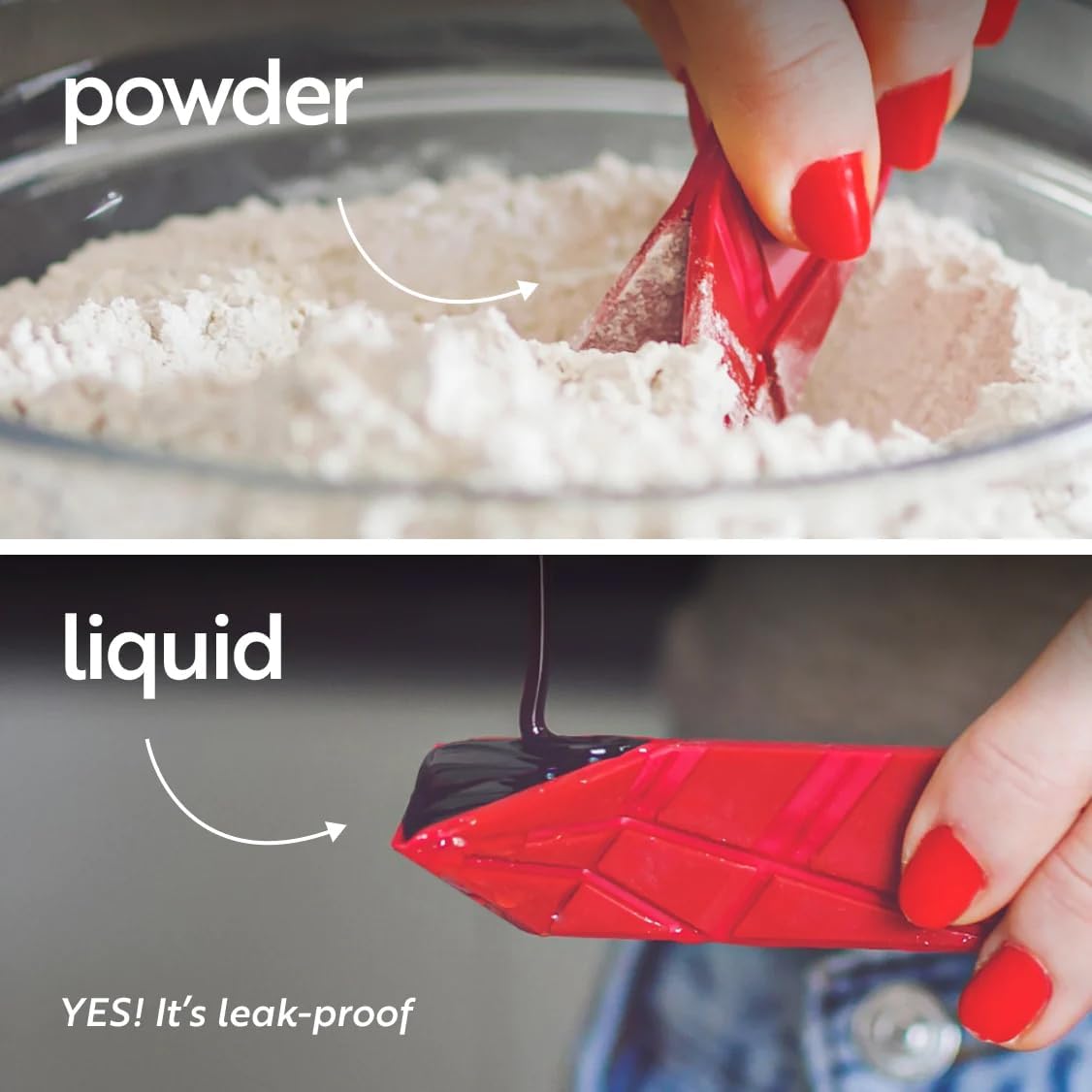 POLYGONS FLAT 3-IN-1 FOLDING MEASURING SPOONS | 2 Spoons with 6 Different Sizes (Pink)