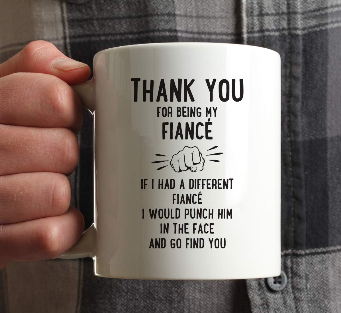 Andaz Press Funny Family 11oz. Coffee Mug Gift, Thank You for Being My Fiancé, Punch in Face, 1-Pack, Christmas Birthday Drinking Cup Present Ideas