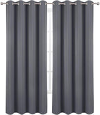 LEMOMO Blackout Curtains 52 x 90 Inch Long Grey Curtains Set of 2 Panels Room - Image 2
