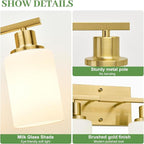 MOKATNG 4-Light Bathroom Light Fixtures, Brushed Gold Vanity Light - Image 2