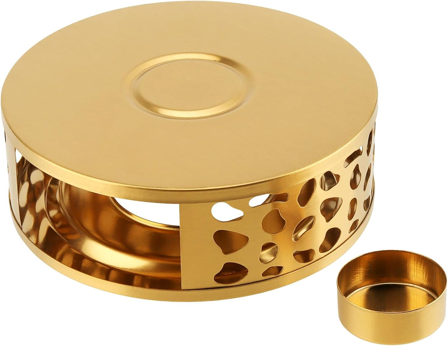 2 PCS Metal Teapot Warmer, Teapot Warmer Base, Stainless Steel Teapot Warmer with Tealight Holder for Glass Or Ceramic Teapot, Gold