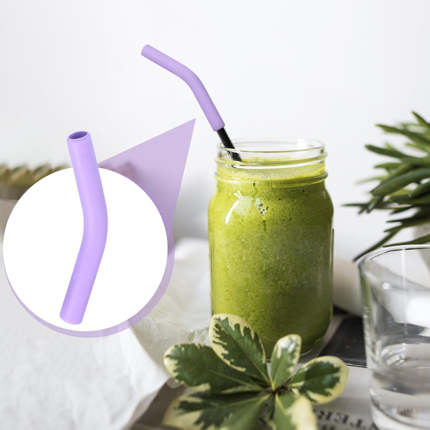 6pcs Food-Grade Silicone Straw Tips, Reusable Metal Straw Elbows Tips, Temperature Resistant Rubber Straw Covers Replacement Tip for 5/16" Stainless Steel Straws - Purple