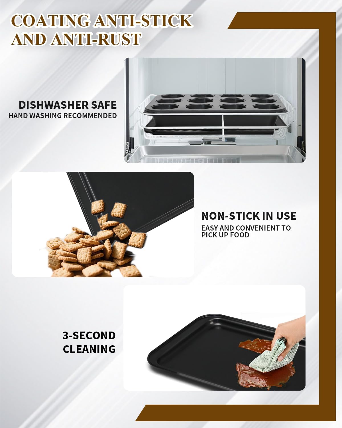 Nonstick Baking Pans Set, 19 PCS Stackable Bakeware Sets, Oven Pan Set Includes Baking Tray, Cookie Sheet, Cake Pans, Loaf Pan, Muffin Pan, Silicone Cups