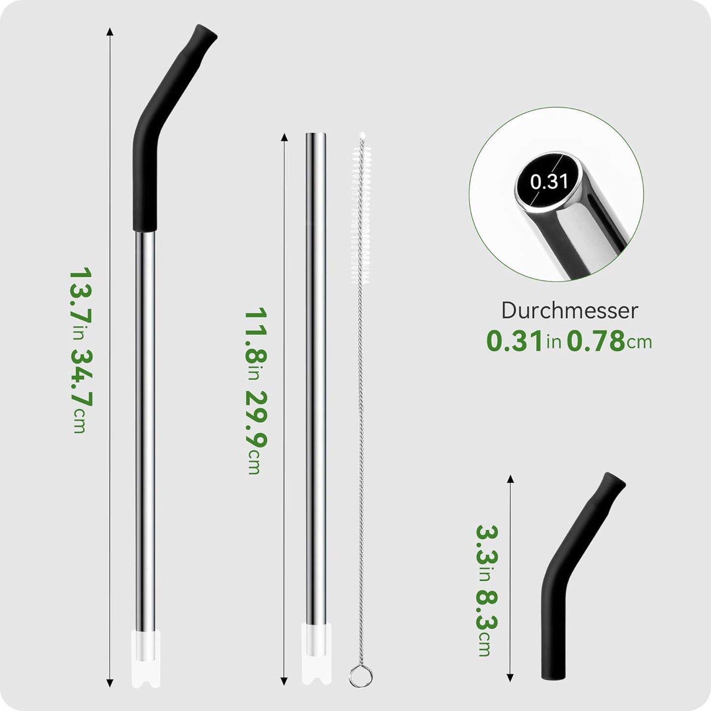 Snowfall Metal Straw Reusable for Stanley 30 OZ, 2 Pcs Reusable Long Stainless Steel Drinking Straws with Silicone Tip, 1 Straw Brush, BPA Free (Light Pink)