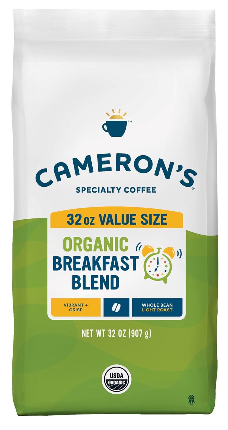 Cameron's Coffee Roasted Whole Bean Coffee, Organic Breakfast Blend, 32 Ounce