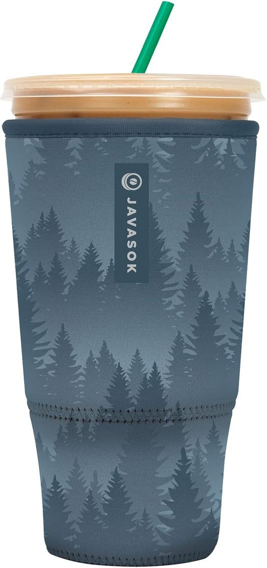 Sok It JavaSok Iced Coffee & Cold Soda Insulated Neoprene Cup Sleeve (Foggy Woods, XXLarge: 44-48oz)