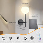 Black Battery Operated Wall Sconces Set of 2, Rechargeable Wireless Wall Lights - Image 7