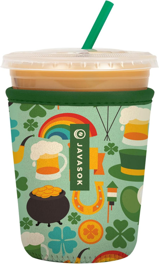 Sok It JavaSok Iced Coffee & Cold Soda Insulated Neoprene Cup Sleeve (Irish Charm, Small: 16-20oz)