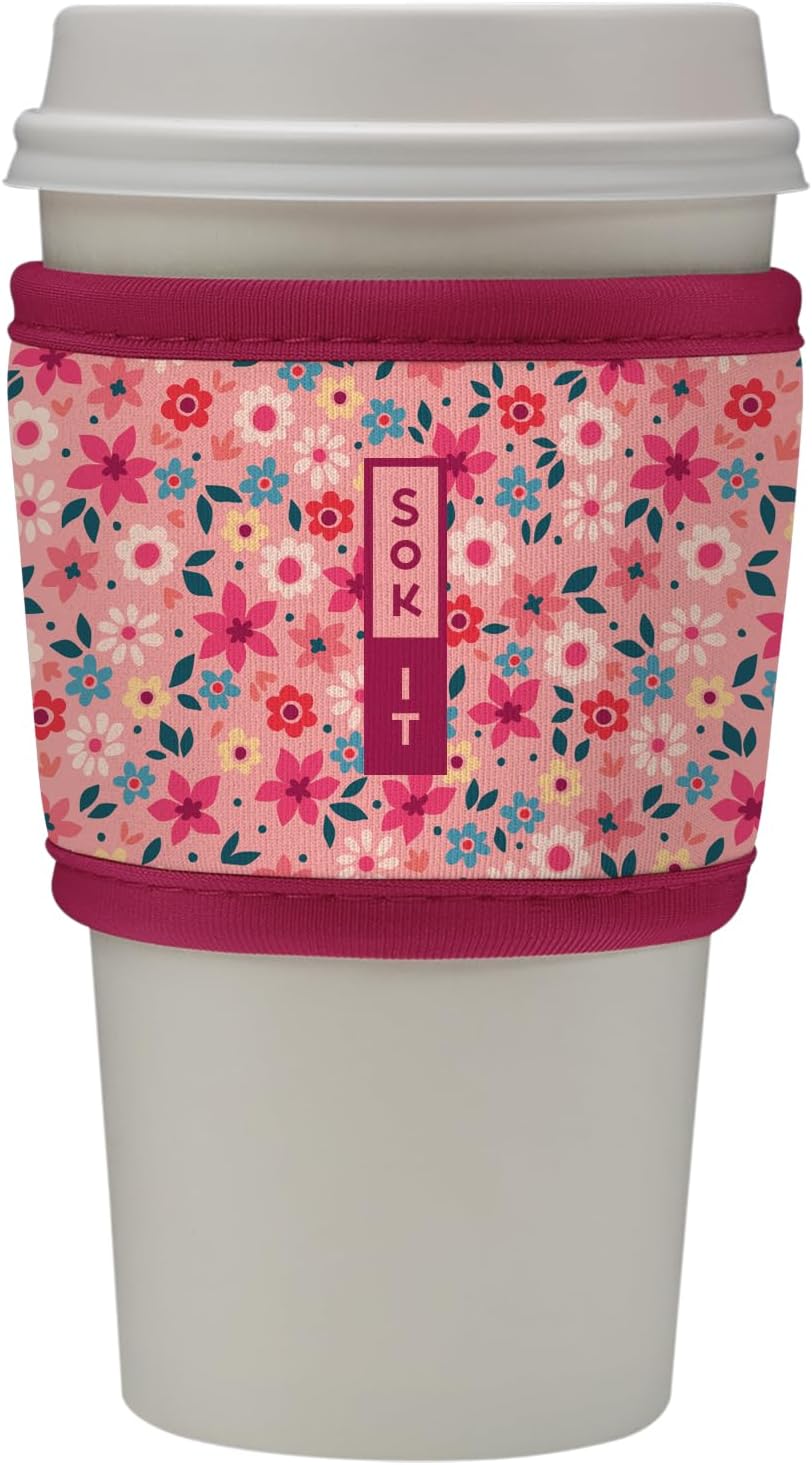 Sok It HotSok Coffee & Tea Reusable Insulated Neoprene Cup Sleeve (Spring Bouquet)