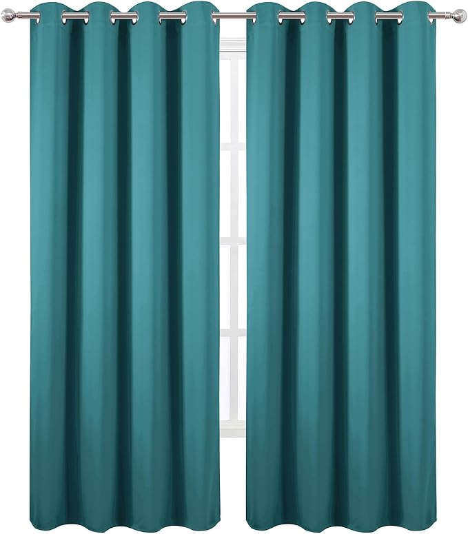 LEMOMO Blackout Curtains 52 x 120 Inch Long Sea Teal Curtains Set of 2 Panels - Image 2