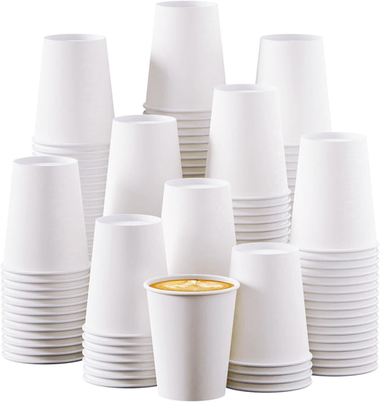 Turbo Bee 10 oz Disposable Coffee Paper Cups,270 Pack Hot Drinking Cups,White Paper Party Cups